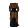 thumbnail image 5 of Renaissance Dress Women 2026 Halloween Long Sleeve Off The Shoulder Medieval Dress Flowy Maxi Dresses Coffee M, 5 of 9