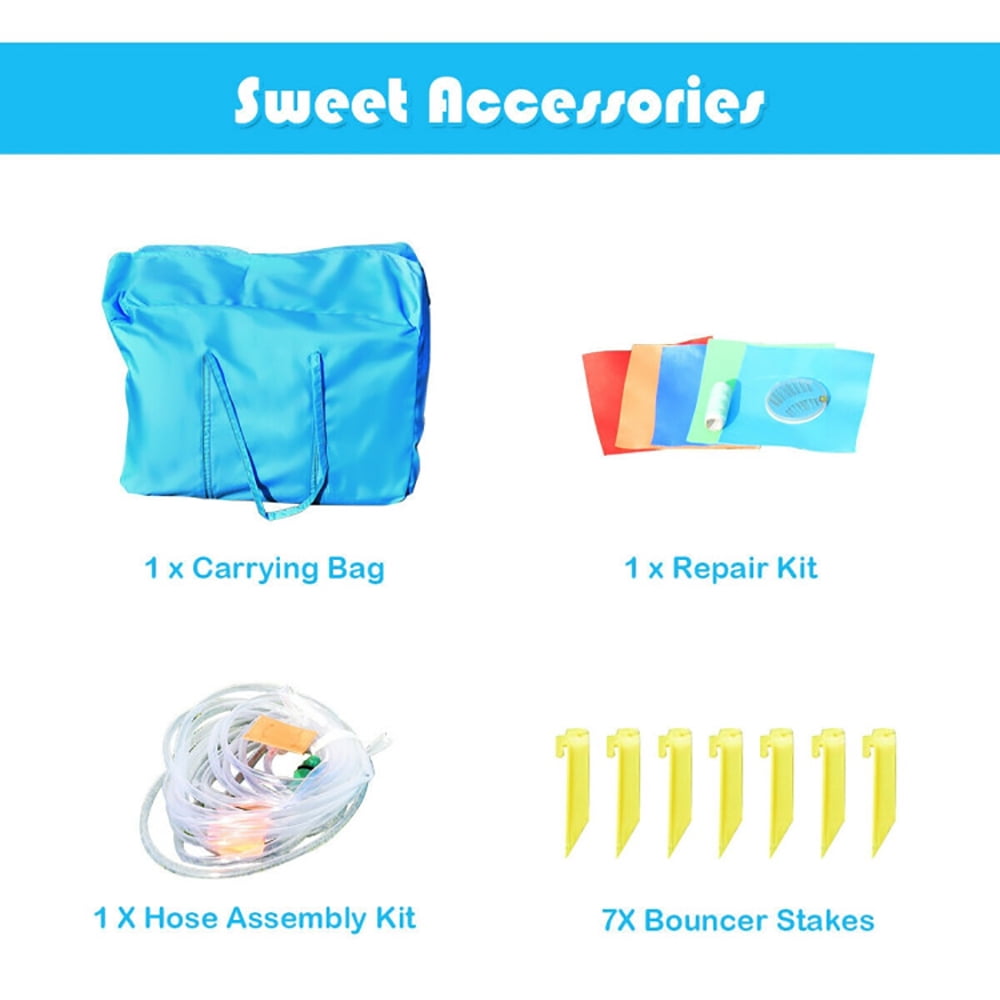 Aimee Lii Inflatable Water Park Crocodile Bouncer Dual Slide Climbing Wall without Blower, Bounce House Water Slide for Kids 5-10