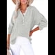 thumbnail image 2 of Blusas Casuales de Larga con Cuello en V y Botones para Mujer, Blusas Lisas de Gran Tamaño. Gris XXL, 2 of 7