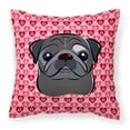 thumbnail image 1 of Carolines Treasures BB5333PW1414 Black Pug Hearts Fabric Decorative Pillow, 1 of 4