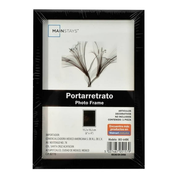 Portarretrato Mainstays Negro 6 x 4 pulgadas