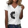 thumbnail image 2 of AKEGAMN Women's Sunshade Summer Plus Size Loose V-Neck Graphic T-Shirt, White S-XXL, 2 of 4