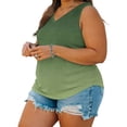 thumbnail image 6 of Cloaraye Summer Tank Tops for Women Plus Size V Neck Sleeveless Top Solid Color Loose Fit Womens Tops, Gifts for Women, 6 of 6