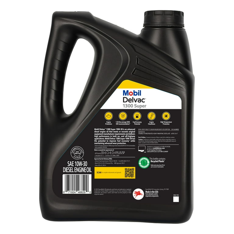 Mobil Delvac, Engine Oil, Heavy Duty Synthetic Blend, 10W-30, 1