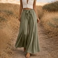 thumbnail image 6 of Costeam Womens Split Front Flowy Wide Leg Pants Drawstring Elastic High Waist Lightweight Crinkle Woven Solid Color Loose Casual Vacation Trousers, 6 of 6
