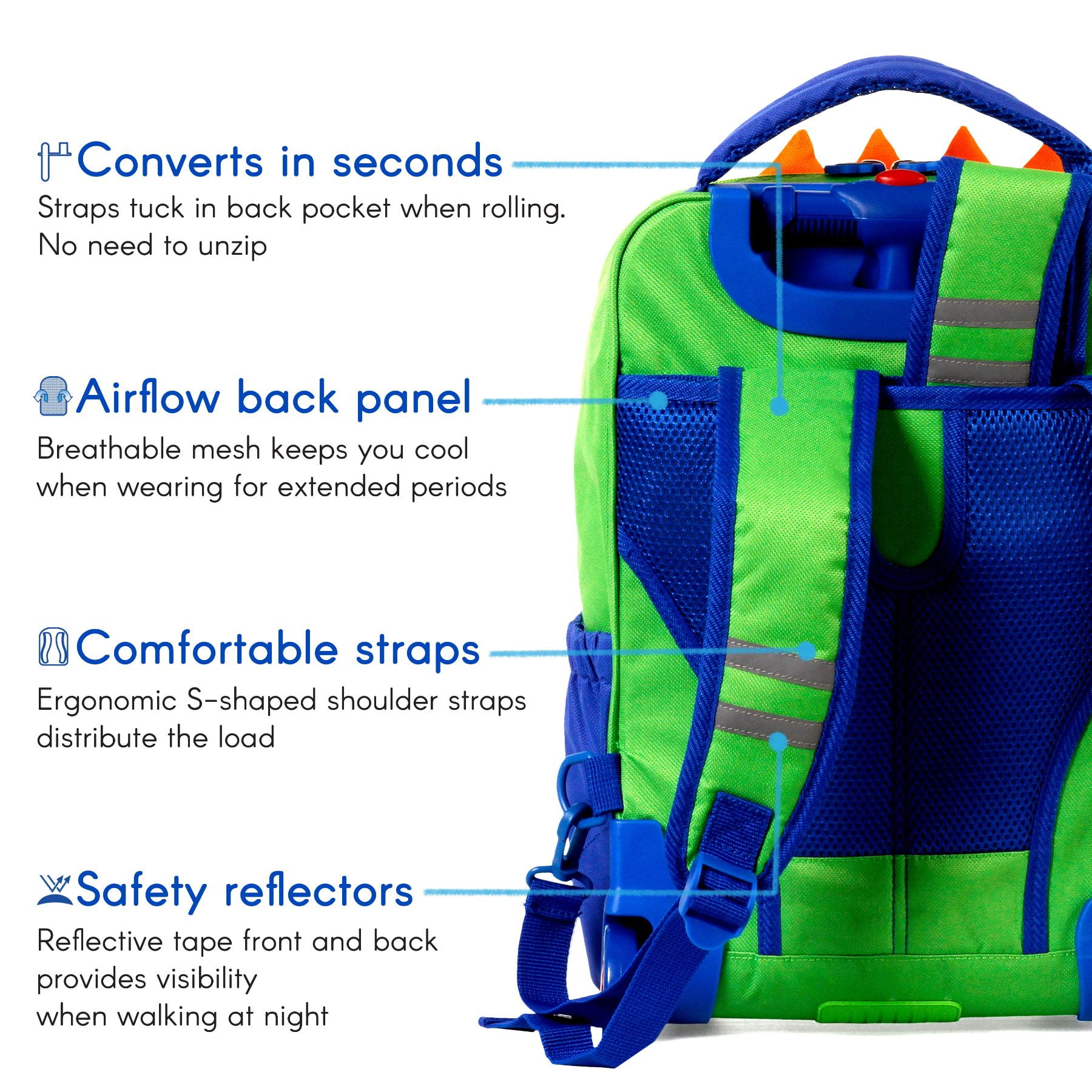 TWISE Twise Side-kick Rolling Backpack, Dino