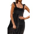 thumbnail image 3 of KOMOO Women Bohemian Lace Dress Big Hem Beach Long Dress Strap Square Neck Sleeveless Sundress, 3 of 5