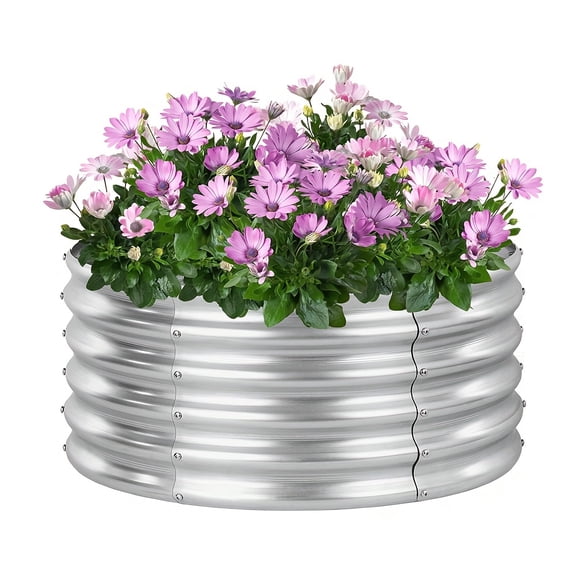 2x2x1ft Round Galvanized Metal Raised Garden Bed, Rust-Resistant Outdoor Planter for Vegetables  Flowers, Complete Gardening Kit, Fire Pit Compatible  Durable
