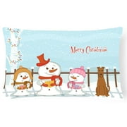 Merry Christmas Carolers Irish Terrier Canvas Fabric Decorative Pillow