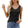 thumbnail image 5 of aidice Tank Tops for Women Cotton Sleeveless Button Crewneck Tops Summer Vacation Beach Tanks Solid Color, 5 of 5