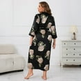 thumbnail image 4 of WTOBBY Women's Plus Size Nightwear Robe Flowy Comfortable Kimono Cover-Up for Loungewear and Sleepwear,Black 2XL, 4 of 7