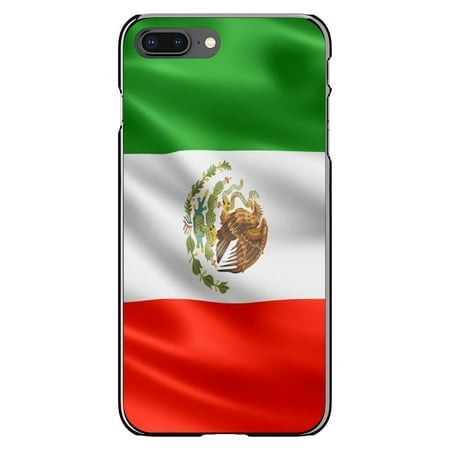 DistinctInk Case for iPhone 7 PLUS / 8 PLUS (5.5" Screen) - Custom Ultra Slim Thin Hard Black Plastic Cover - Red White Green Mexican Flag Mexico