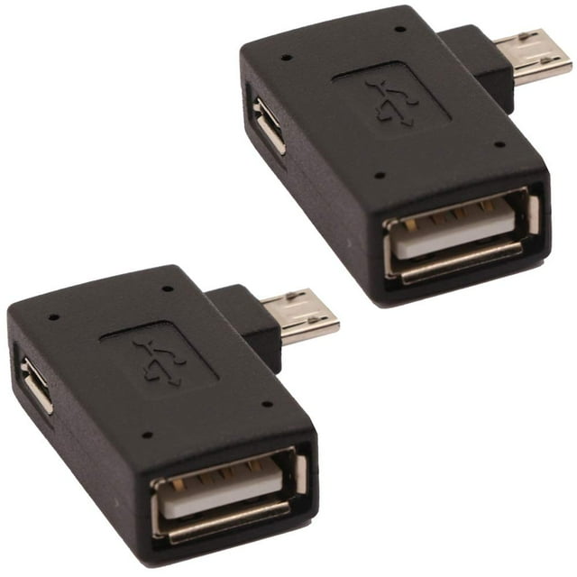 Auvipal Adaptador Micro Usb A Usb Otg 2 En 1 Con Alimentación De 90 Grados En Ángulo Recto Para Firestick S/Nes Classic Mini Sega Genesis Y Más, Paquete De 2