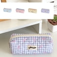 thumbnail image 7 of SHENGXINY Large Capacity Pencil Case Pencil Pouch Plaid Pattern Bow Decor Pencil Bag Portable Lightweight Stationery Organizer for Daily Storage, 7 of 7