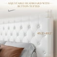 thumbnail image 4 of Sha Cerlin White Queen Size Platform Bed Frame with Adjustable Leather Tufted Headboard, Adult, 4 of 10