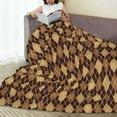 thumbnail image 6 of Zufioo Argyle of brown Fleece Blanket Queen Size,Plush Bed Blanket,Ultra Soft Throw Blanket,Plush Fuzzy Cozy Blanket Perfect for Bed,Couch-50"x40", 6 of 7