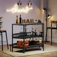 thumbnail image 3 of 3 Tier Bar Unit, Bar Counter with Storage Shelves and Stemware Holder with Footrest for Home Pub, Black Rustic Gray, 3 of 5