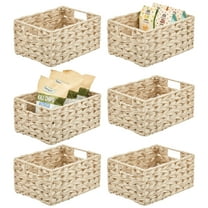 mDesign Woven Farmhouse Kitchen Pantry Storage Basket Box, 6 Pack, Cream/Beige