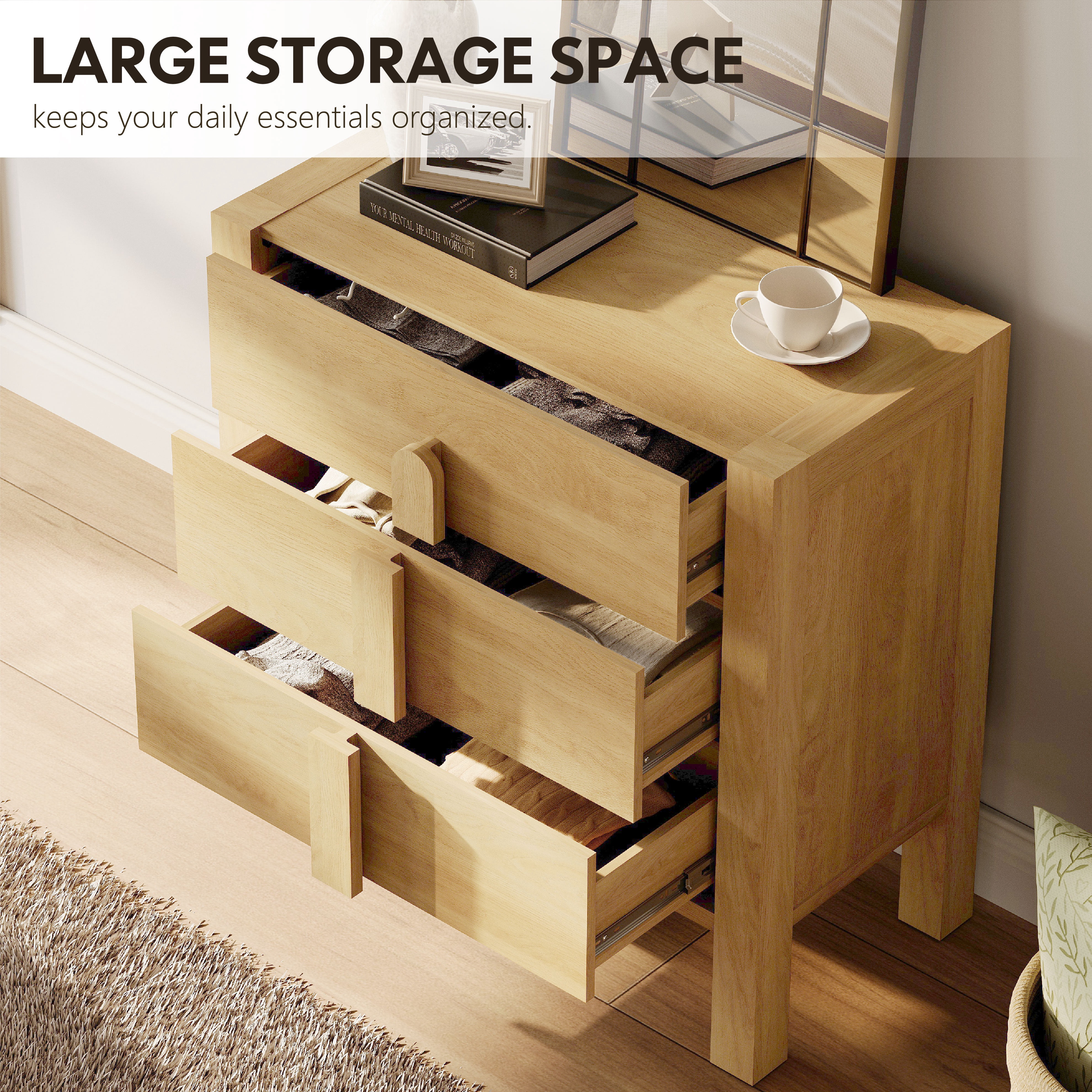 9 Drawer Dresser for Bedroom, Mid-Century Modern Chest of Drawers with Storage,Wooden 3-In-1 Dresser for Living Room, Bedroom, Entryway