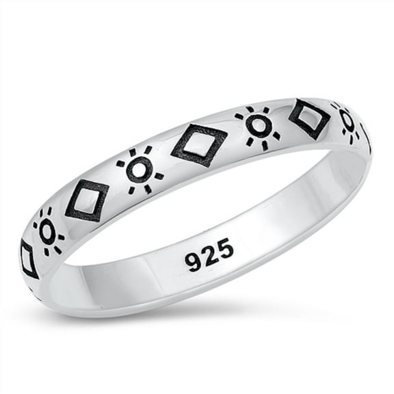 All in Stock Sterling Silver Shinning Sun Band Ring Size 9