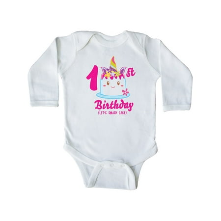 

Inktastic 1st Birthday Lets Smash Cake Gift Baby Girl Long Sleeve Bodysuit