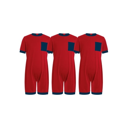 Kaerm 3pcs Kids Boys Special Needs Rompers Thigh Length Jumpsuit Adaptive Clothing Red 10