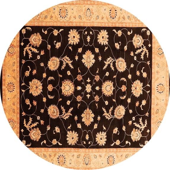Ahgly Company Indoor Round Oriental Orange Industrial Area Rugs, 3' Round