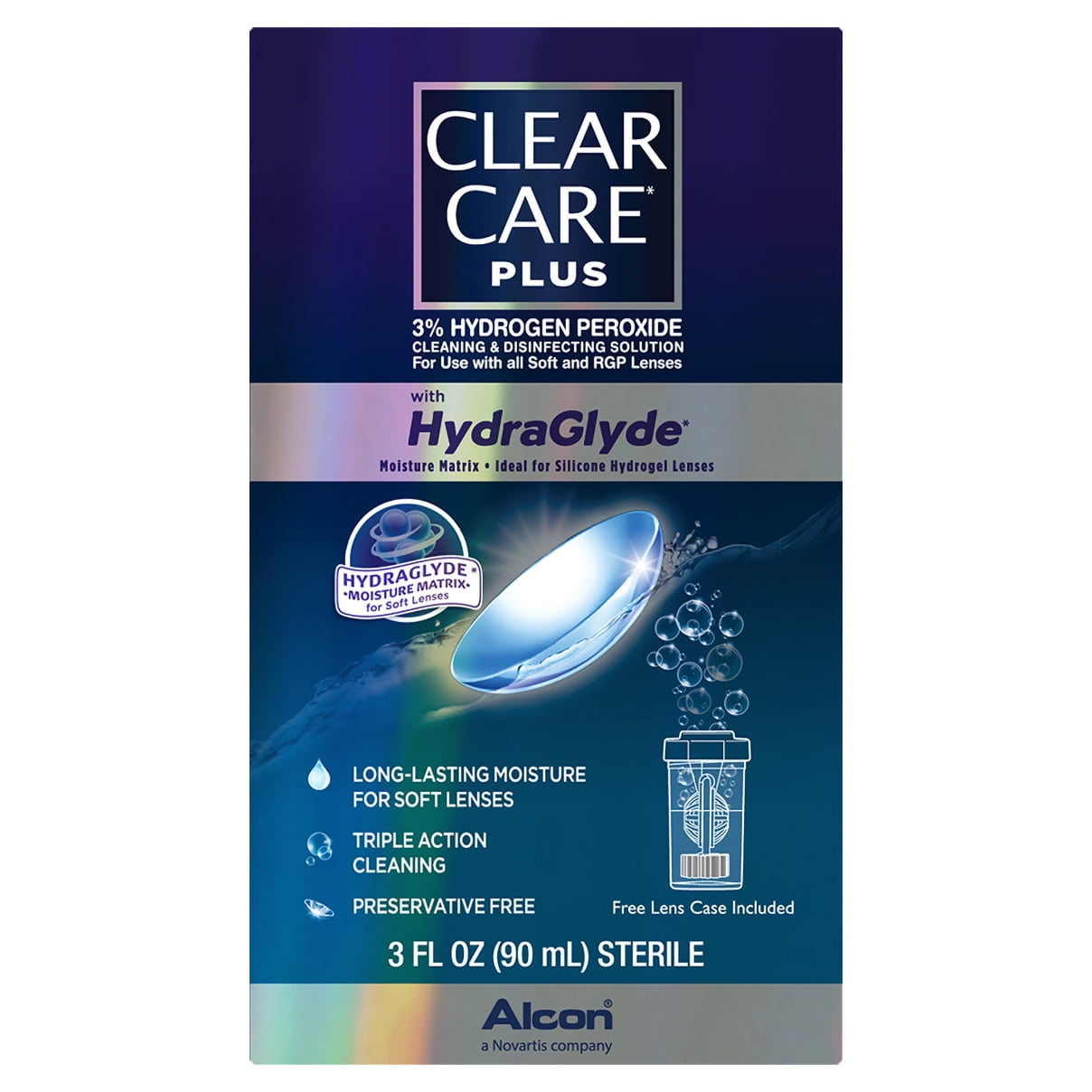 CLEAR CARE PLUS Cleaning & Disinfecting Contact Lens Solution with Case, 3 oz, Travel Pack