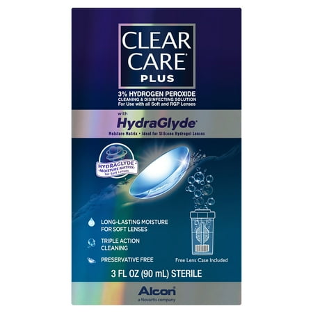 Clear Care Plus Contact Lens Cleaning and Disinfecting Liquid Solution for Daily Use, 3 fl oz