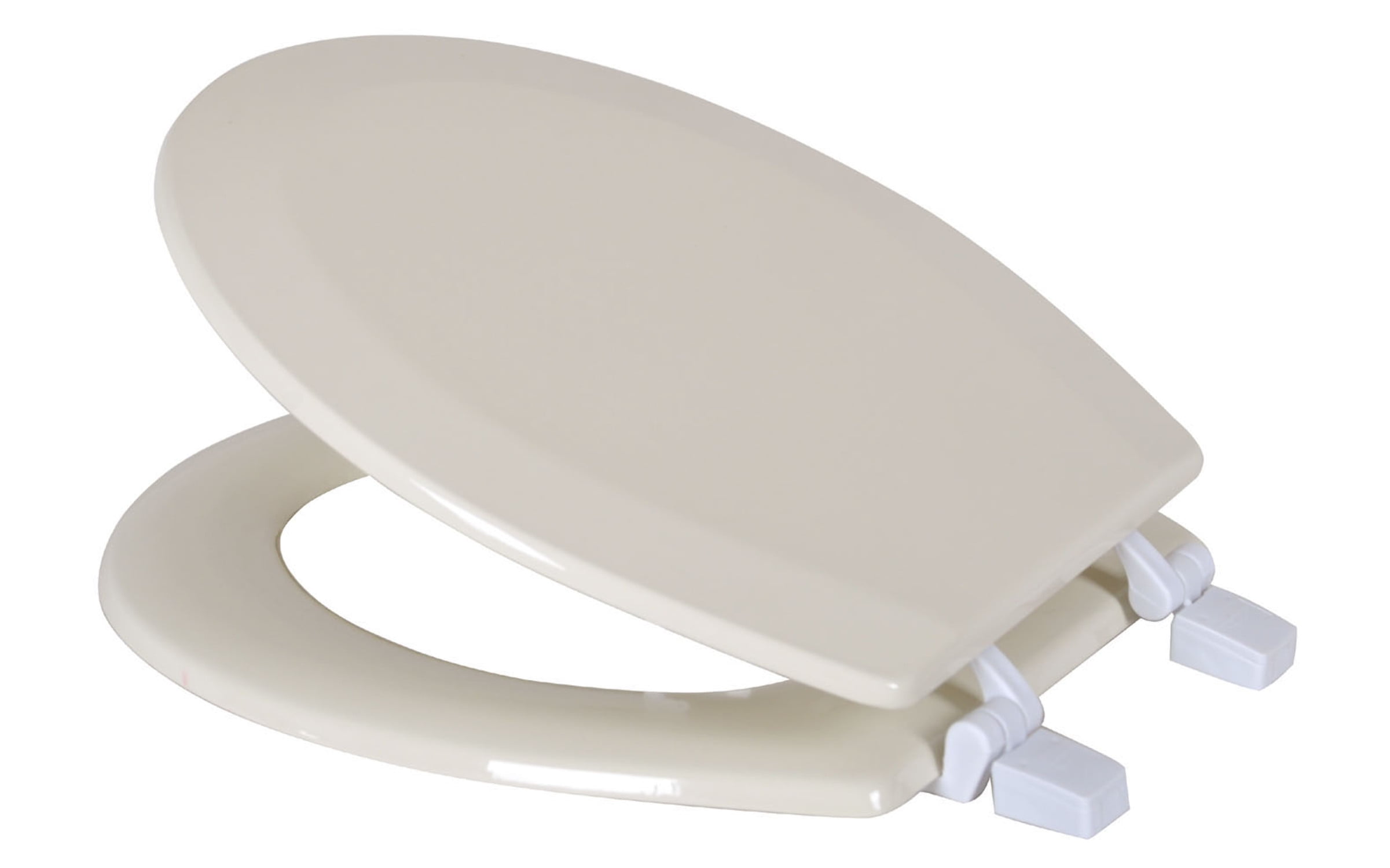Dream Bath Beveled Edge Heavy Duty Round Toilet Seat with non-slip seat and quick-attach easy install hardware, MDF Beige