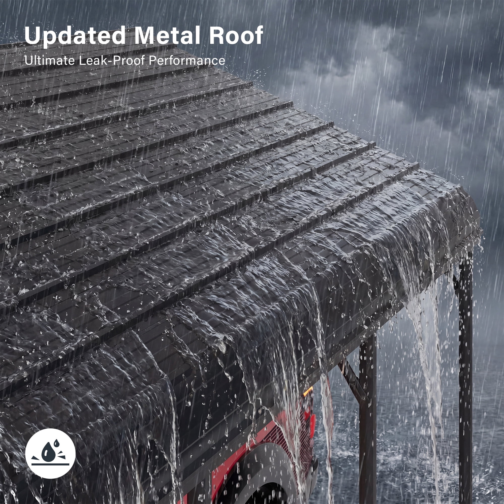 LAUSAINT HOME 10' x 15' Outdoor Metal Carport, Heavy Duty Waterproof Carport with Steel Panels for Car, Boat, Truck