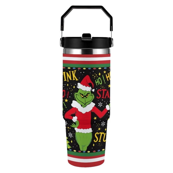Christmas Stink Stank Stunk Ho Ho Ho 30 oz Stainless Steel Tumbler with Handle， Insulated Travel Coffee Mugs Cup Gifts for Men Women Kids