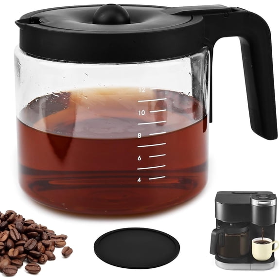 12-CUPS Coffee Maker Glass Carafe Replacement for Keuri-g K-Du o (Not Essentials Model), 12-Cup Pot Carafe, Comfortable Ergonomic Handle