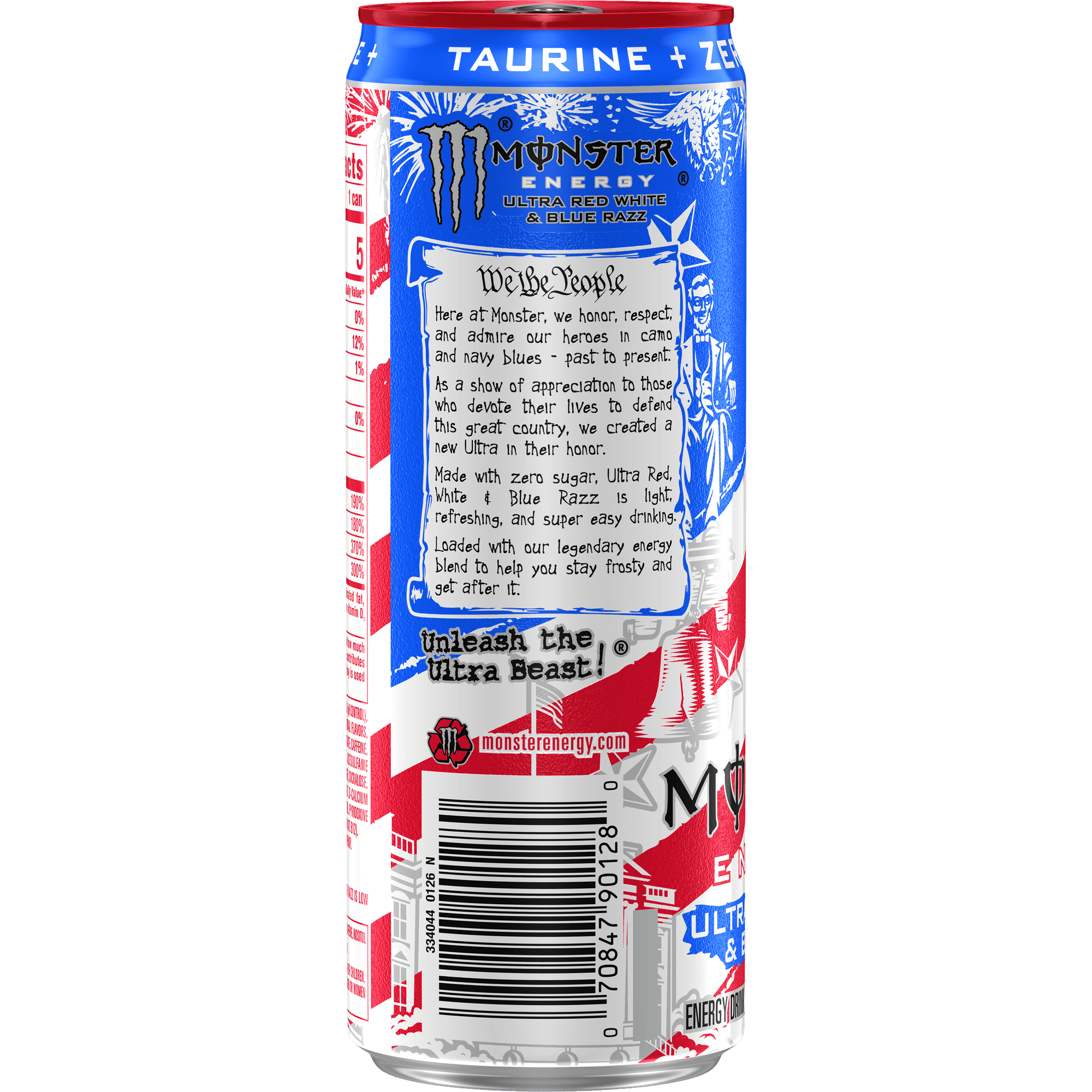 Monster Energy Ultra  (Red, White, Blue Razz), Zero Sugar Energy Drink, 12 fl oz Cans, 6-Pack