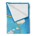 thumbnail image 2 of Grass Soft Flannel Fleece Throw Blanket, Rainbow and Lonely Tree Illustration on Hills Cartoon Composition Summer Pattern, Cozy Plush for Indoor and Outdoor Use, 50" x 60", Multicolor, by Ambesonne, 2 of 5