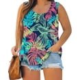 thumbnail image 2 of LNZGNM Summer Tank Tops for Women Plus Size Flowy Sleeveless Top Stylish Loose Crew Neck Tunic Tops Beach Basic Tees Shirts,Multicolor 4XL, 2 of 7