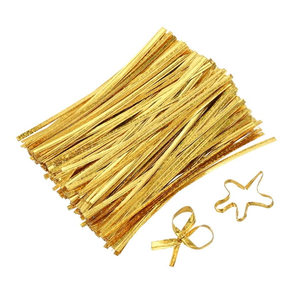 Uxcell 4" Twist Ties, Metallic Twist Ties, 500 Pack, Shiny Gold