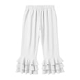 thumbnail image 5 of Ixbnca Yoga Pants for Women Stylish Tiered Ruffle Hem Capri Pants Stretchy Elastic Waist Knee Length Biker Leggings, 5 of 6
