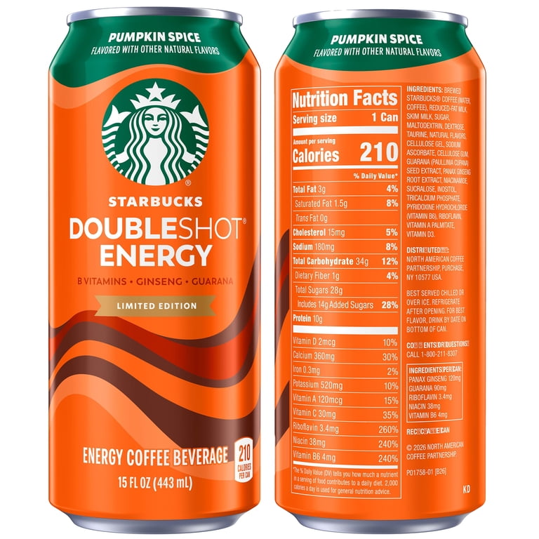 Starbucks Doubleshot Pumpkin Spice Energy Drink, 15 fl oz Cans, 12 Pack photo 3