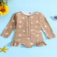 thumbnail image 2 of QJUHUNG Kid Baby Girls One Piece Swimsuit Long Sleeve Zipper Swimwear Ruffle Rashguard Bathing Suits Beachwear, 2 of 8