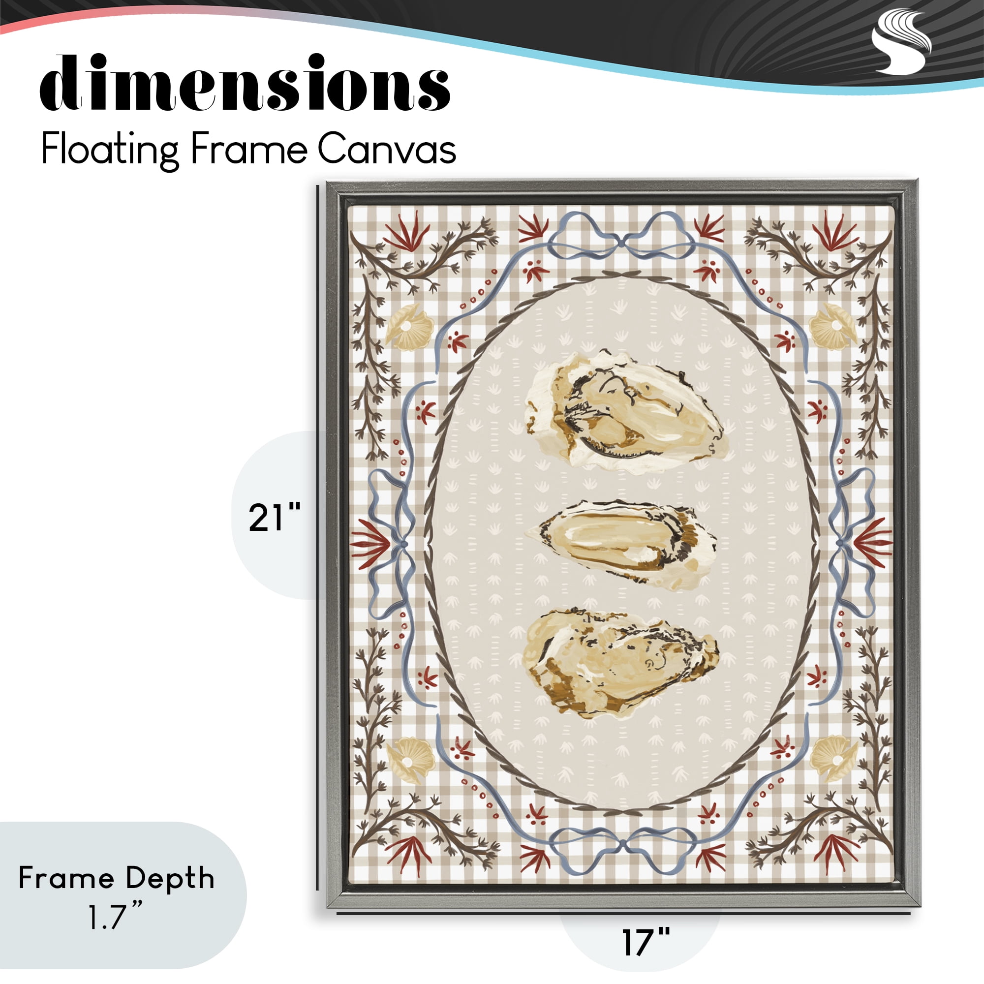 Stupell Industries Vintage Oyster Trio Gray Framed Floater Canvas Wall Art, design by Vero Illustrates