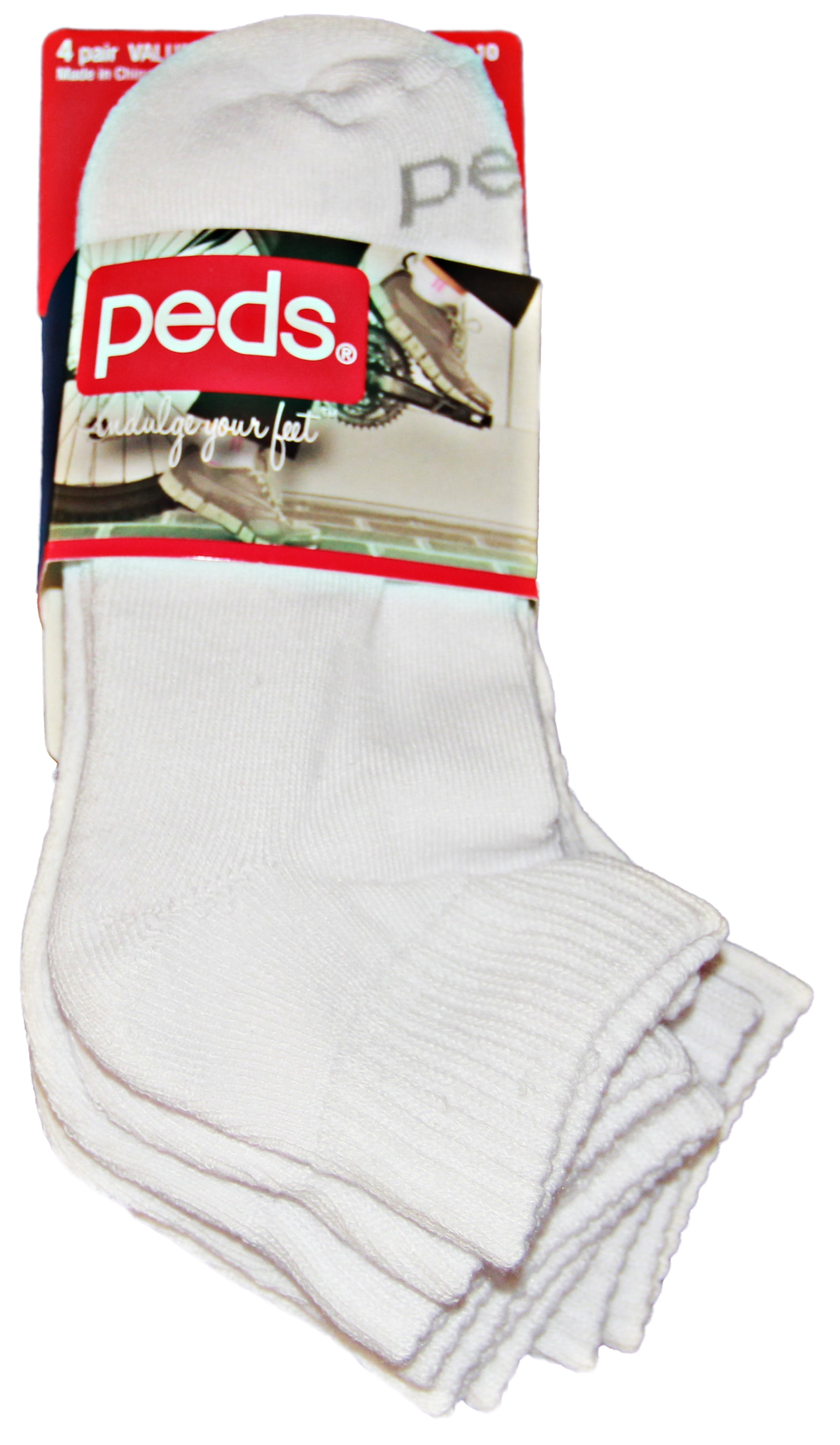 Peds Full Cushion Ankle Socks 4 Pair Pack White, Womens Size 510