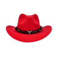 thumbnail image 2 of Kids Western Hats Boys Girls Cowboy Leather Buckle Felt Cowgirl Hat Cowboy Red Bandanas,One Size, 2 of 5