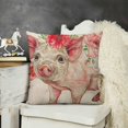 thumbnail image 2 of Flower Throw Pillow Covers Cute Farm Animal Pink Pig Design Cushion Case Decorative Square Pillow Protector (Cute Pig), 2 of 5