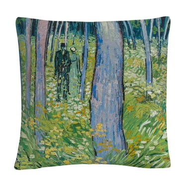 Van Gogh 'Undergrowth With Two Figures' 16 X 16 Decorative Throw Pillow