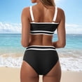 thumbnail image 4 of Women's High Waisted Bikini Sets Sporty Two Piece Swimsuits Color Block Cheeky High Cut Bathing Suits Swimming Suits For Women Black M, 4 of 9
