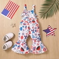 thumbnail image 4 of TAIAOJING Toddler Girls Independence Day Print Strappy Jumpsuit Onesie Flared Romper With Ruffle Trim Classic 18-24M, 4 of 4