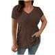 thumbnail image 1 of Camisetas de Verano de Manga Corta de las Mujeres Tira de Color Sólido Grande de Punto de Cuello Redondo, Poliéster Ligero para Uso Diario Y de Ocio Casual, 1 of 7