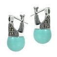 thumbnail image 2 of 10mm Turquoise  & Pyrite Studded Crown Sterling Silver Dangle Earrings, 2 of 4