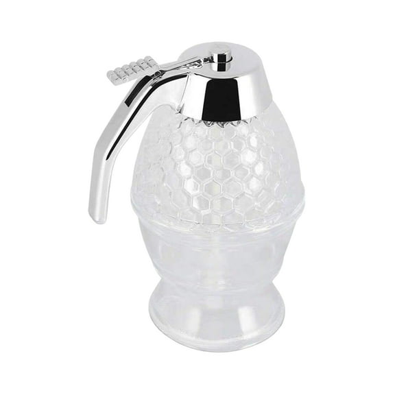 Shoreew Honey Syrup Juice Dispenser No Drip Glass Beautiful Honeycomb Shaped Pot And Maple Syrup Dispenser Efficient Anti-Crystallization Multi-Functional Bee Decor Jar Stand